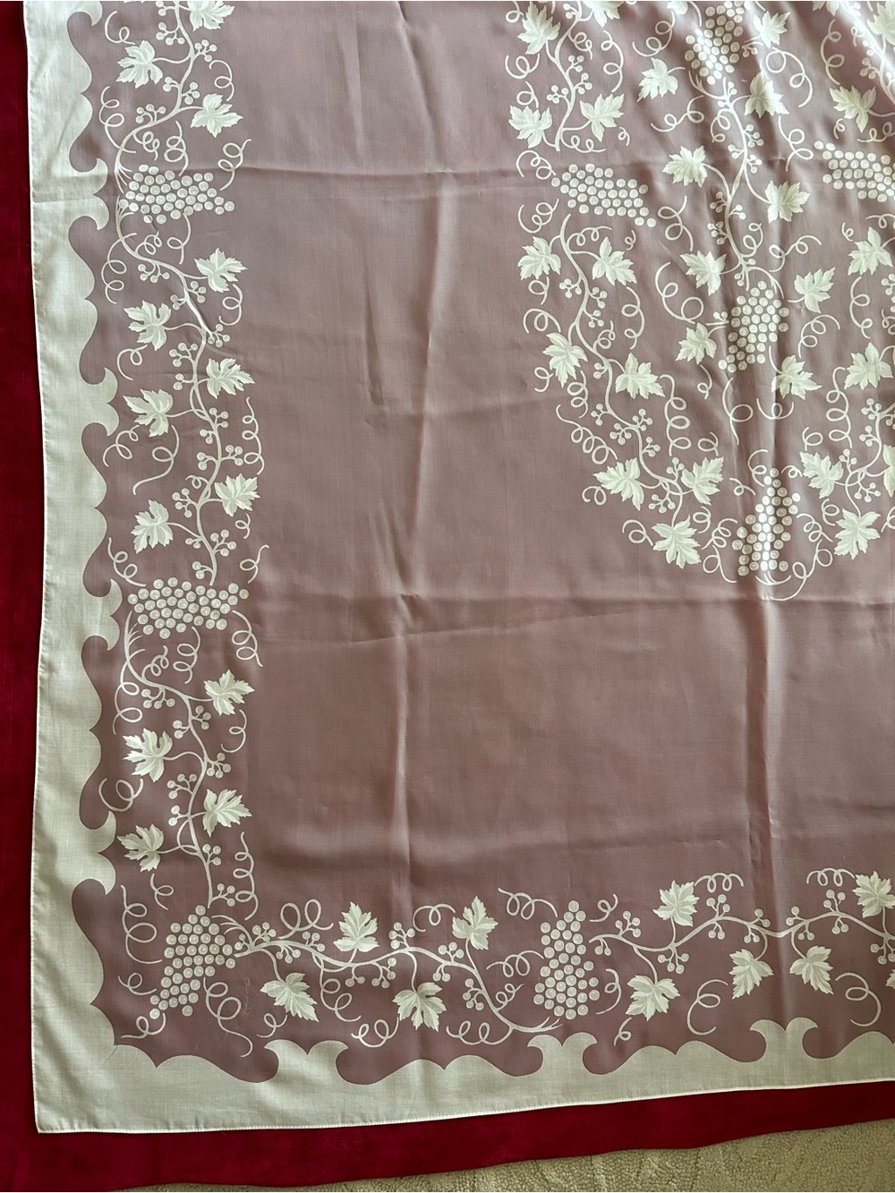 Vintage Makylene Sheer Tablecloth Made in Spain Cotton Blend Grapes 66x84